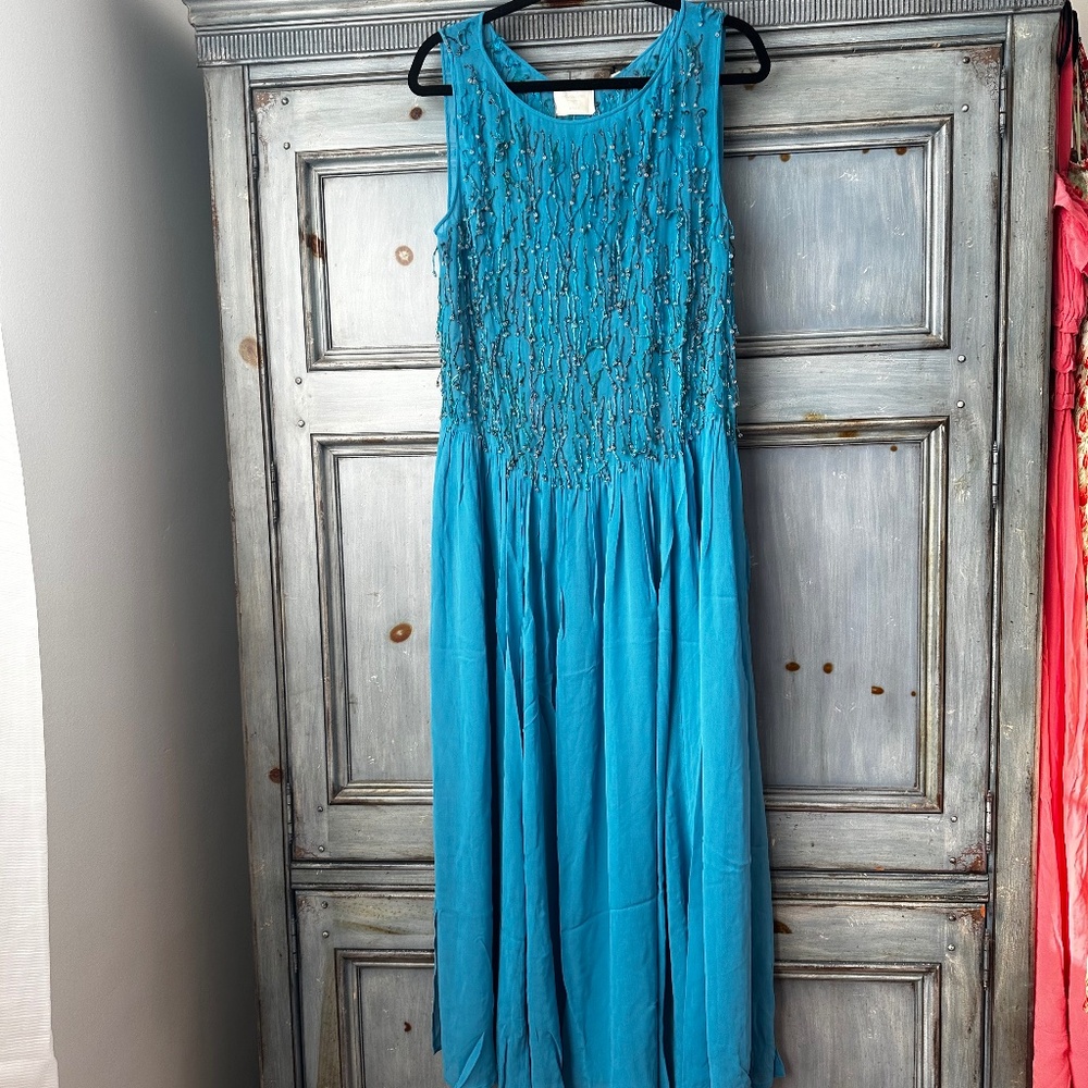 Doen Heirloom Danyala Dress in Blue Gratto Size L NWT - Picture 4 of 16